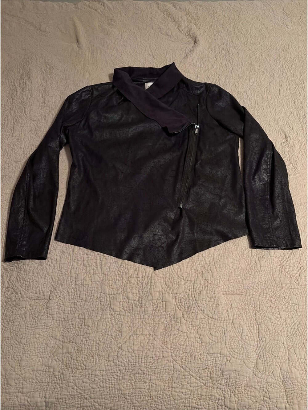 Vigoss Jacket Womens Medium Black Zip-Up Polyester Asymmetrical Moto Style